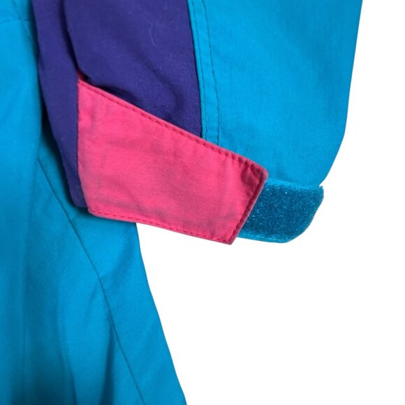 VTG Patagonia Long Jacket Full Zip Turquoise Adult Sz Large Hood Zip Pockets - Picture 9 of 15